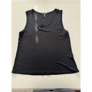 Eileen Fisher Black Sleeveless Top 100% Silk Medium Shell Layering Minimalist